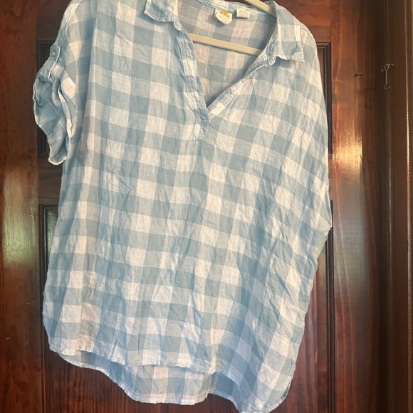 Blue and White Checkered Blouse - Picture 1 of 5